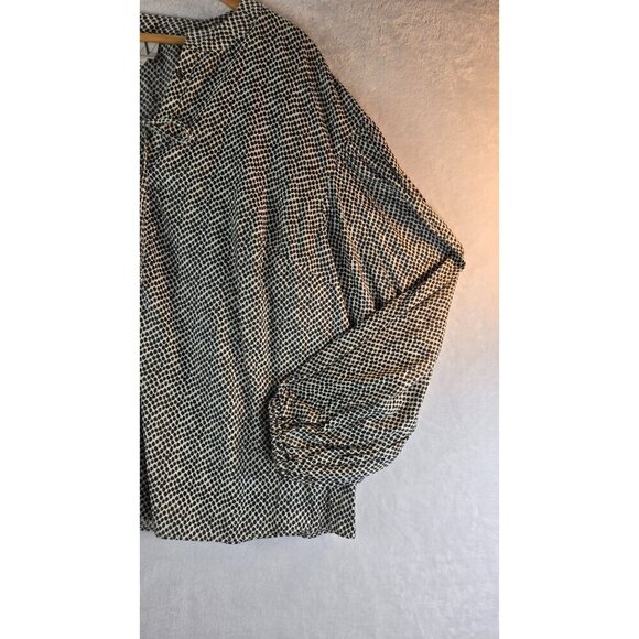 Longsleeve Blouson Sleeve Peasant Blouse 1X Worthington Drawstring Cheetah Print - Picture 2 of 13